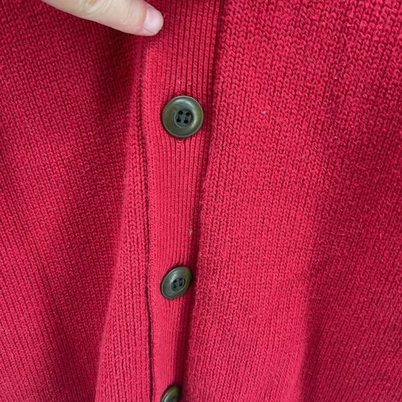 Vintage L. L. Bean 100% cotton V-neck heavy knit button up cardigan sweater sz M - Picture 5 of 7